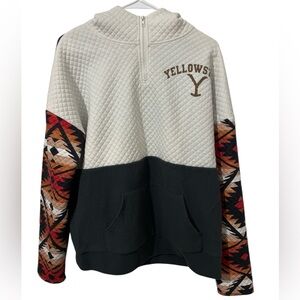 Quilted Hoodie Yellowstone with Tribal Sleeves